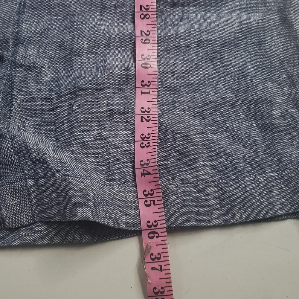 Garnet Hill 100% Linen Classic Full Button Front Shirtdress Size 2 Coastal Blue - Picture 14 of 16